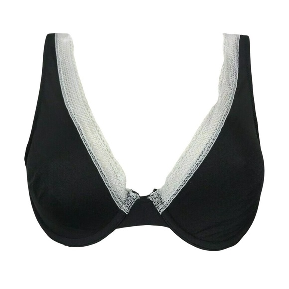 New Victorias Secret Unlined Demi Bra Lace Trim Sheer Stretch Black - Picture 1 of 4